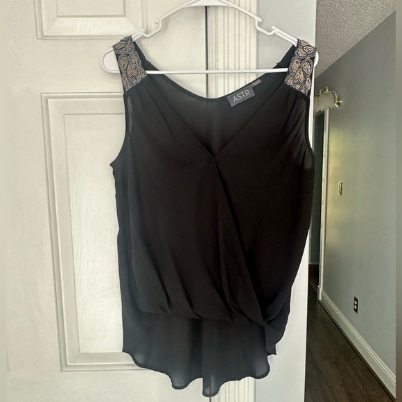 EUC ASTR The Label Beaded Shoulder Strap Black Sleeveless Size Small NYE Date - Picture 2 of 7